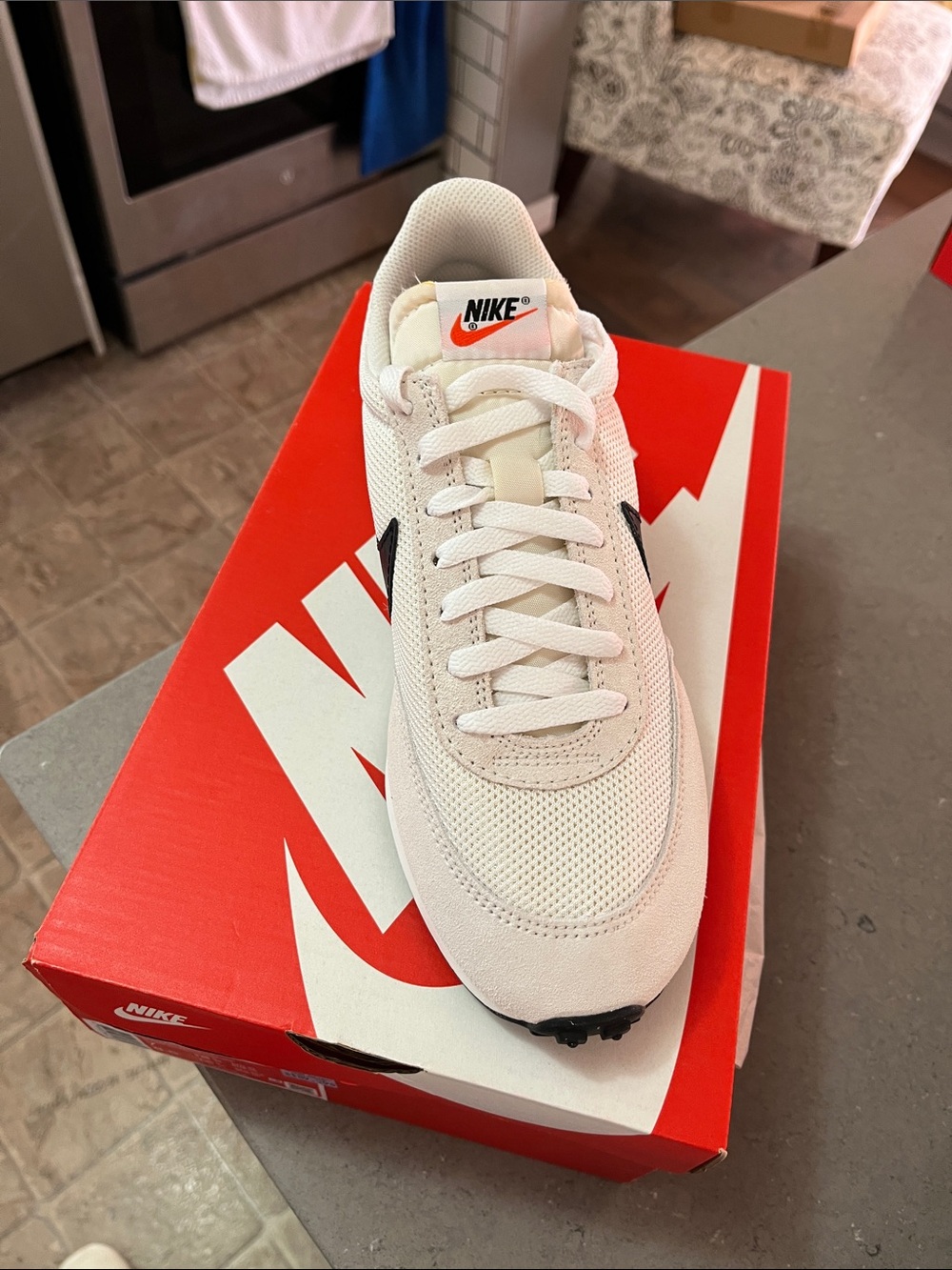 Nike White with Black Swoosh Retro Runner